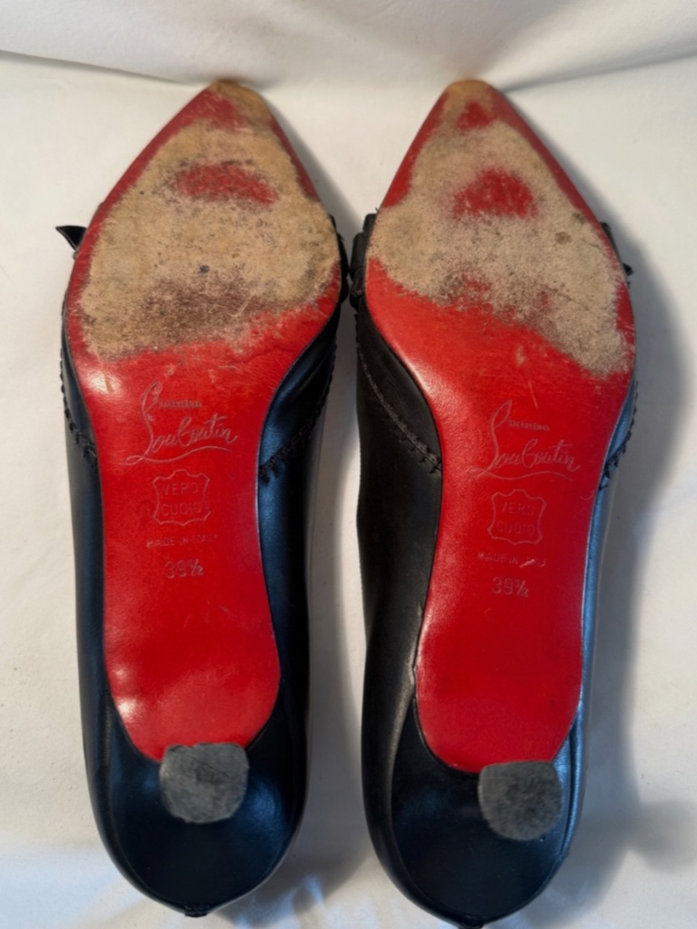 Vintage Christian Louboutin Black Pointed Toe Kitten Heels with Belted Detail - Picture 9 of 9